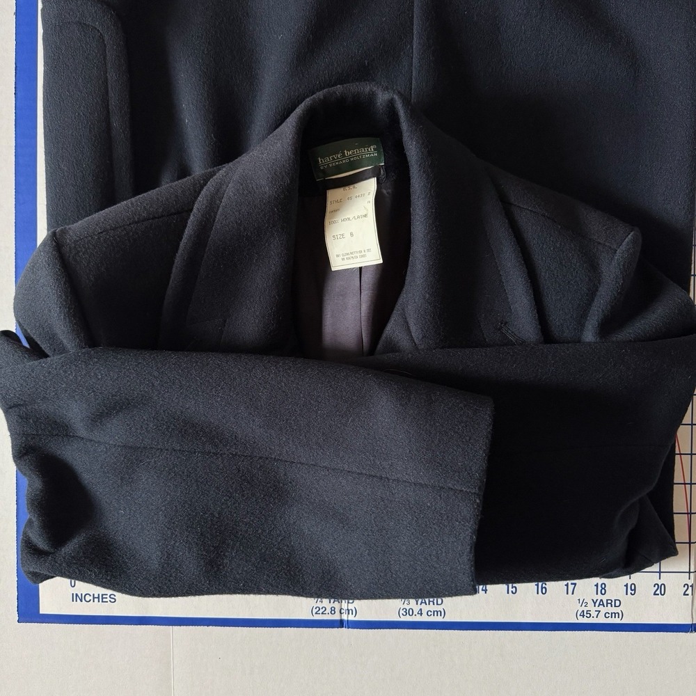 Vintage Harve Benard Womens 100% Wool Long Overcoat Navy Union Made ILGWU Pocket - Picture 5 of 9